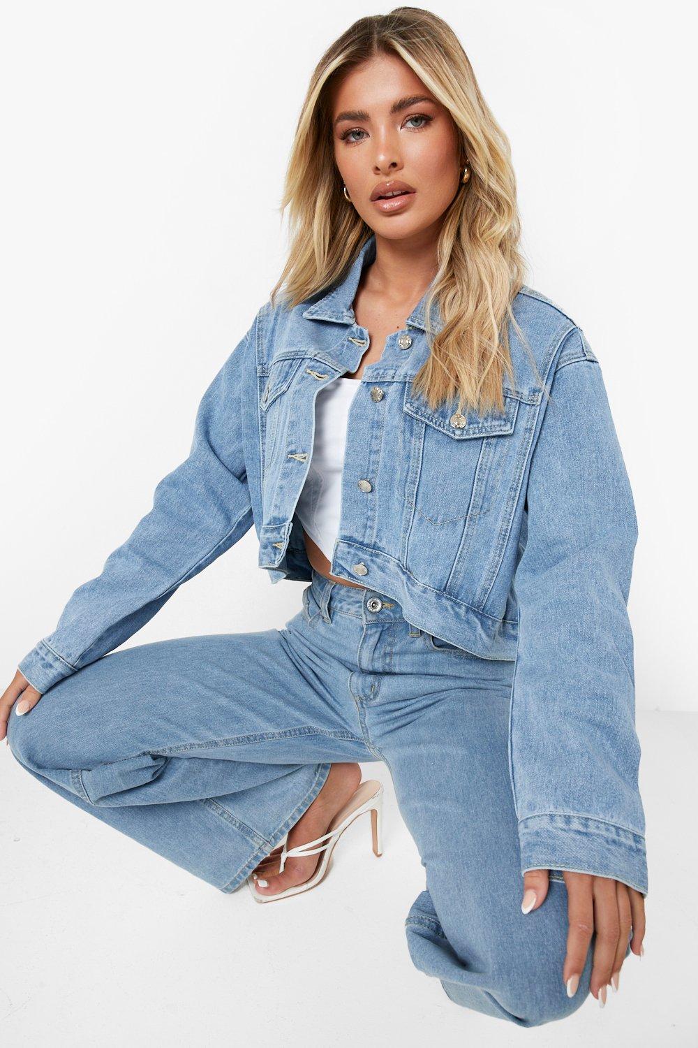 Raw hem sale cropped denim jacket